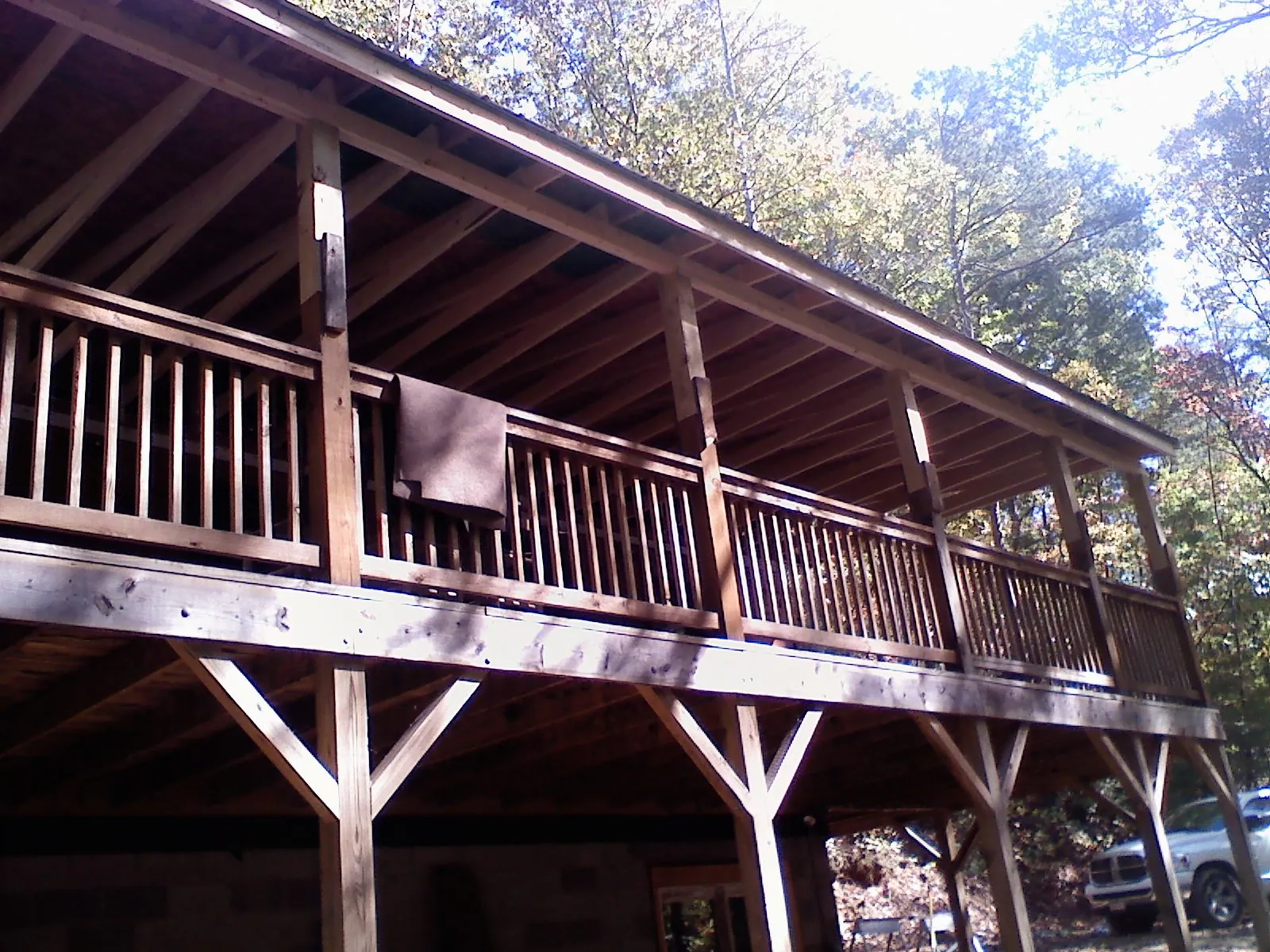 Timber framing under a new elevated porch and deck — Roof Leak Repair in Briggs by Roofing Brothers